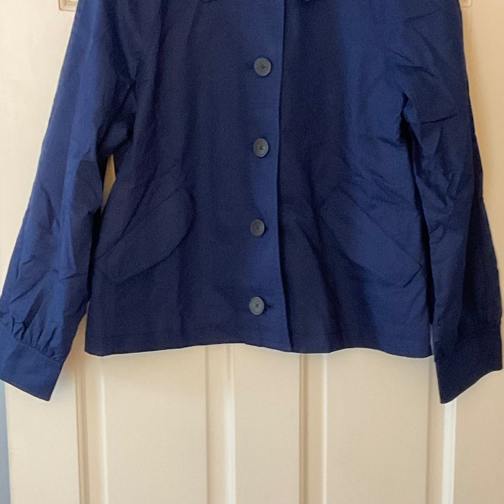 J.Crew Short Utility Trench Jacket Antique Navy Blue Coat Womens Large NWT - Picture 7 of 10